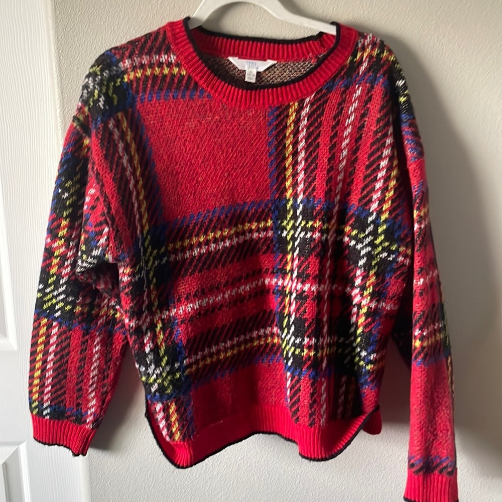 Red plaid sweater
